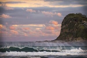 wave crashing on avoca beach