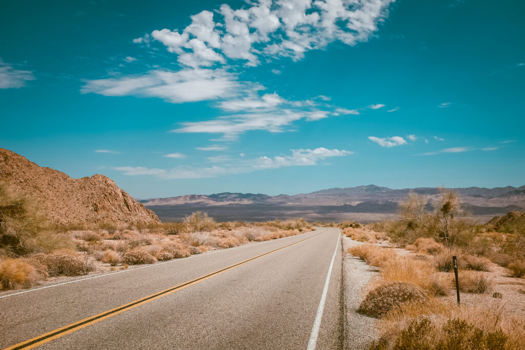 Empty highway across the desert