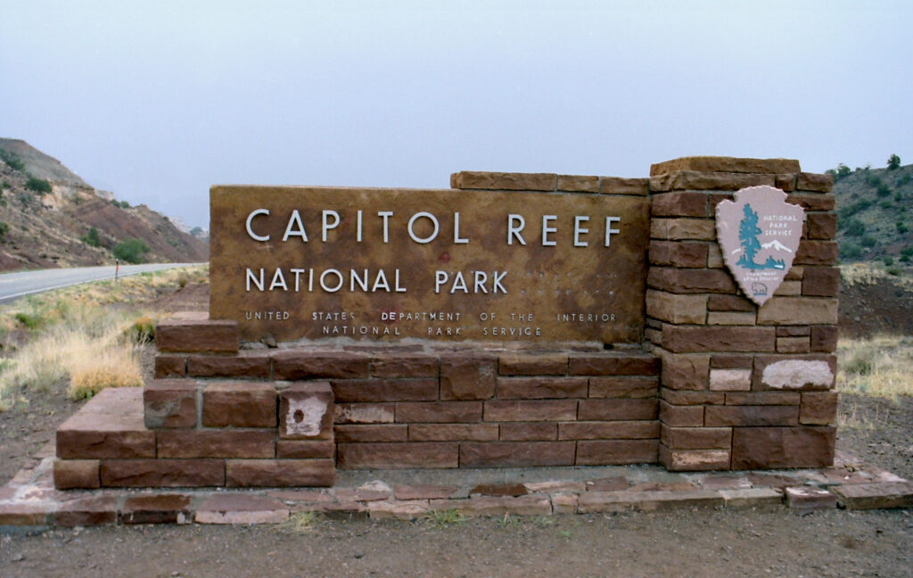 Capitol Reef National Park Entrance Sign