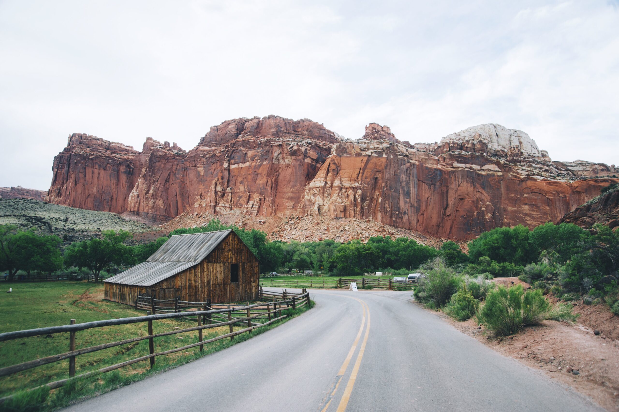 Cabin beside road in Capitol Reef National Park