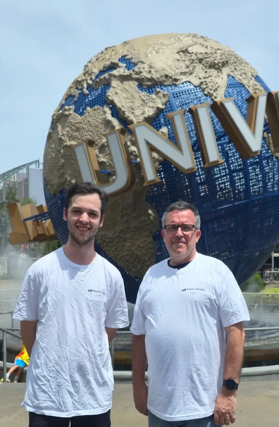 Paul and Simon from Roam Wisely Travel visiting Universal Studios