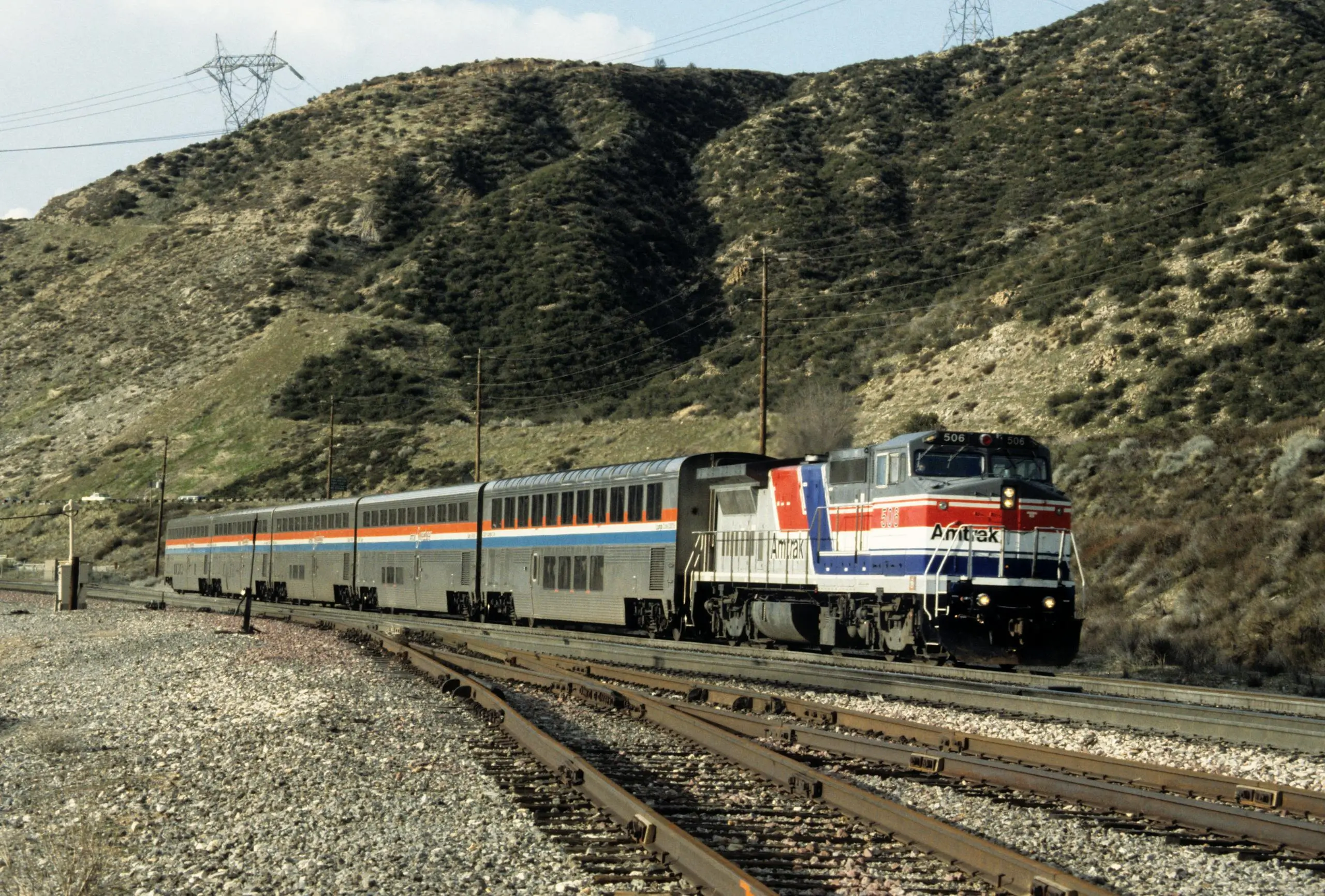 Amtrak passenger train travelling through California