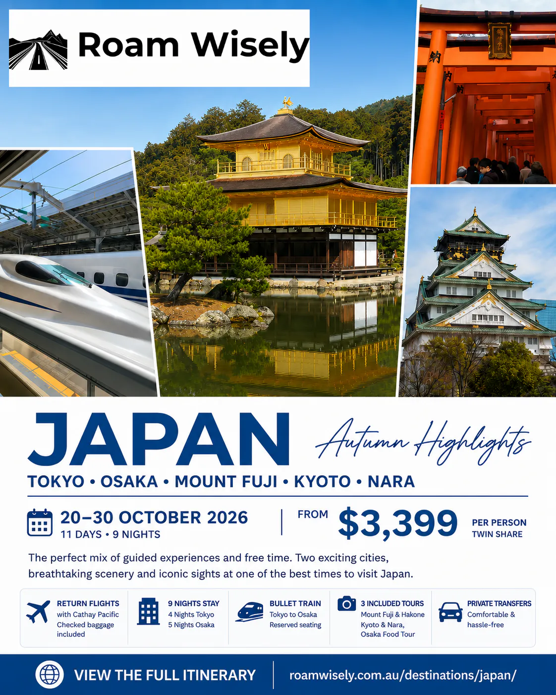 Japan Autumn Highlights package from Sydney, travelling 20 to 30 October 2026