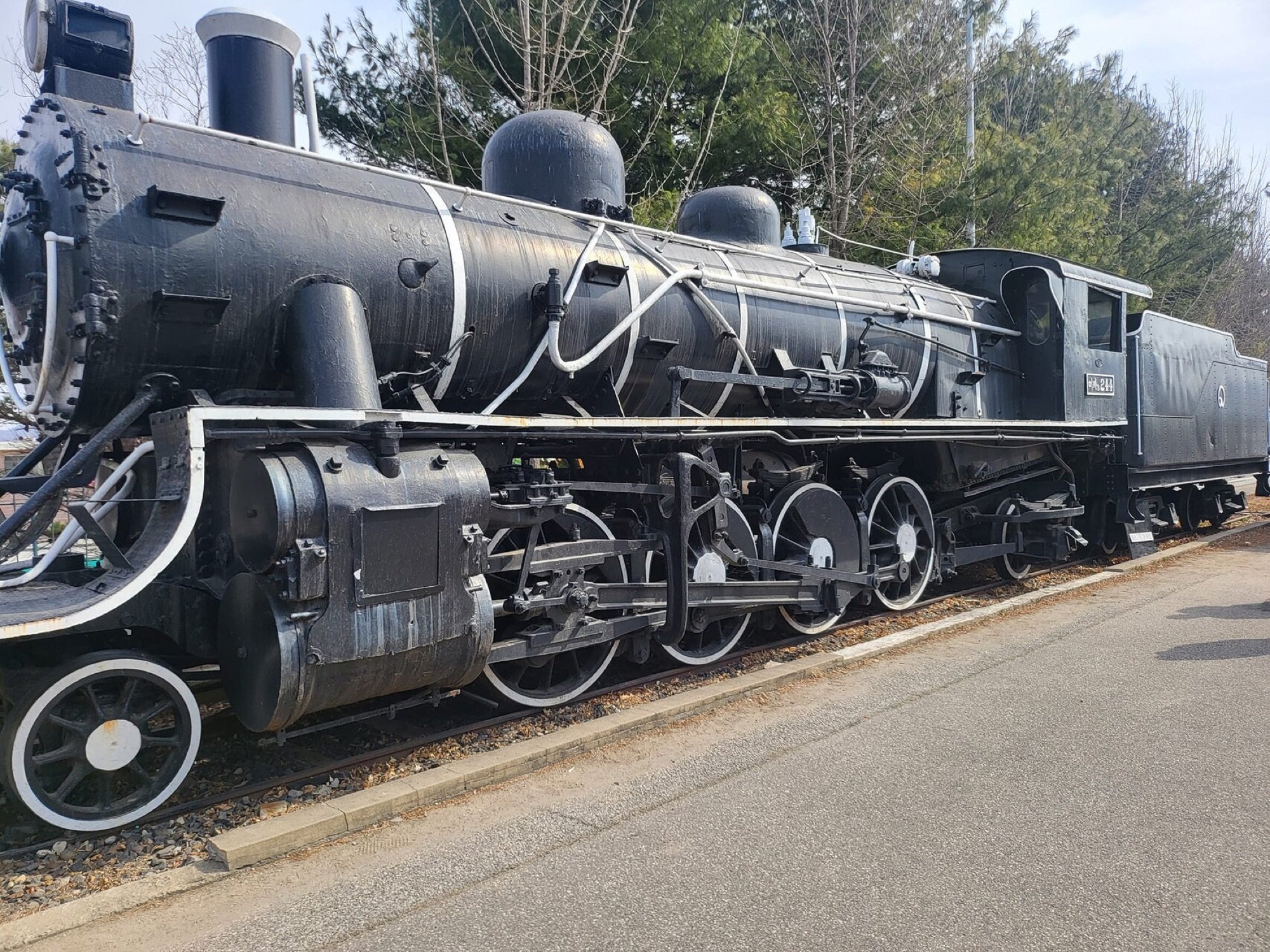 Historic steam locomotive on display near the Korean DMZ